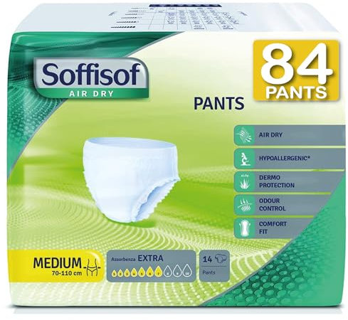 Soffisof Pants Extra Gr. M - 84x Windeln für Erwachsene - 6 Packungen mit 14 Inkontinenz Slip Damen und Männer - Inkontinenzhose Unisex für Frauen und Herren