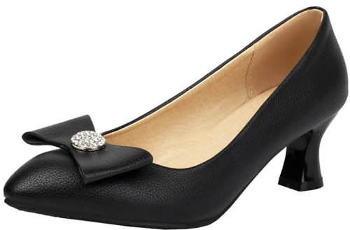 CHICMARK Escarpins confortables pour femme avec bout pointu et talon bloc pour les loisirs et les affaires, Noir , 38 EU