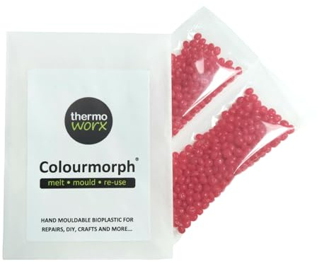 Thermoworx Colourmorph. Thermoplastique polyvalente à modeler à la main, à fondre, à façonner et à réutiliser, couleur : rouge