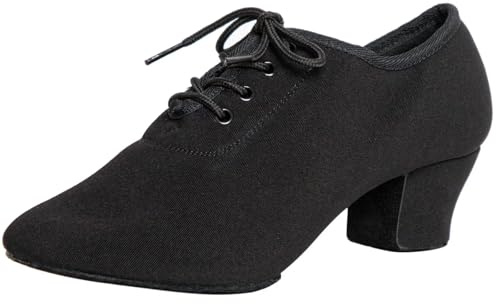 Asyusyu Black Dance Shoes for Women Ballroom Dancing Shoes 1.5 Heel Split Sole Latin Dance Shoes-8 UK