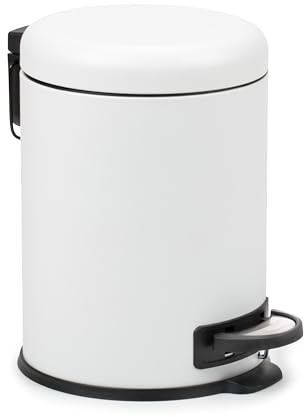 TATAY badrum papperskorg 5 l med pedal | Hygienisk, beröringsfri öppning | mjukt spänne, ljudlöst lock | avtagbar innerhink | 29 x 22 x 27 cm – nordisk modell – vit
