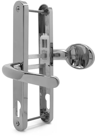 TSS UPVC Door Handles Set - Lever Moveable Pad - 70mm / 92mm PZ (Centres) - 215mm Screw to Screw - Backplate 247mm X 32mm - Replacement UPVC Door Handles - PVC Door Handle (Polished Chrome)