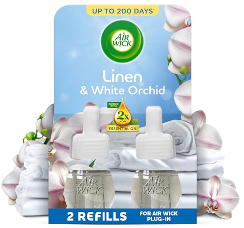 Air Wick Linen & White Orchid Liquid Electrical Twin Refill 19ml, Lasts for up to 100 days per refill, Air Freshener