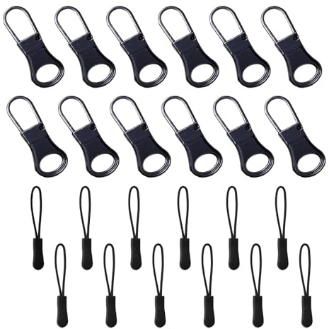 BACSHBY 24 Piezas Tirador de Cremallera de Repuesto,Metal Lengüetas Desmontables para Cremallera, Repuesto para Ropa, Vaqueros, Maletas y Equipaje