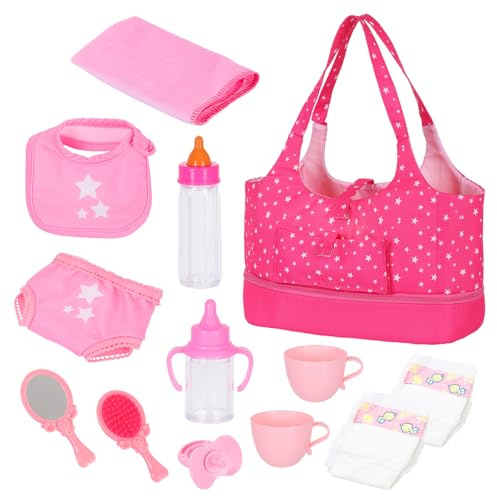 ZITA ELEMENT 13 Pcs Doll Diaper Bag & Accessories, Baby Doll Feeding Set