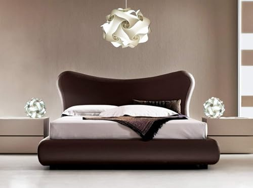 Lampadesign ® Bellissimo Set illuminazione moderna Camera da letto Lampadario design moderno Ufo 50 cm + 2 Lampade sfera comodino comodini Abat jour di design bianco Lampadina Luce fredda led puzzle