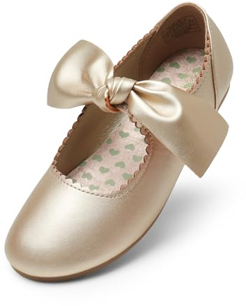DREAM PAIRS Klänning Skor för blomsterflickor Mary Jane Ballerina Flats-skor, små/stora barn, Guld, 29.5 EU