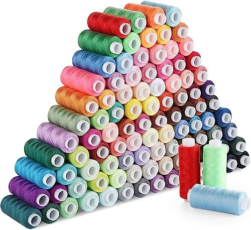 ilauke Nähgarn Set Mit 100 Farben Hochwertiger Nähgarn aus Polyester, Einweg, Nähzeug-Set, 250 Yard/Rollen