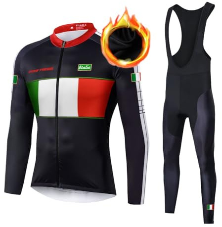 UGLY FROG Winter Fleece Warm Abbigliamento Ciclismo da Uomo,Maglia Manica Lunga+Pantaloni Lunghi,Cuscino Gel 20D,Moda Set Completo,Abbigliamento Sportivo per Bicicletta,Jerseys per Uomo
