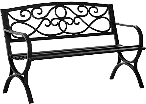 Outsunny Banc de Jardin 2 Places Dossier Incliné 128 x 58,5 x 85 cm Noir