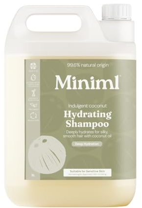 Miniml Natural Hair Shampoo Eco Friendly – 5L Refill Nourishing Coconut Men and Womens Sensitive Scalp & Skin Cruelty Free Vegan Shampoo - For Greasy, Curly, Dry and Dandruff Hair