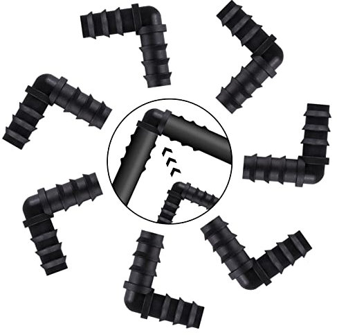 8 Stück L Schlauchverbinder, 13.0 mm (1/2 Zoll) Eckverbinder Steckverbinder 90° Grad Bogen Eckverbinder Schwarz Schlauch Fitting Zubehör Schlauchanschluss für Bewässerung System