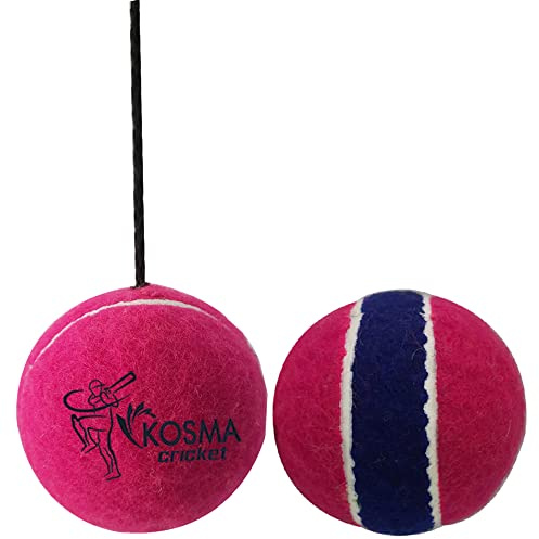 Kosma Juego de 2 pelotas de tenis de cricket Knocking | Pelota de tenis en rosa y azul | Pelota de tenis de cricket en rosa