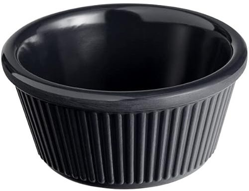Chabrias Lot de 24 Ramequins Individuels Cannelés en Mélamine pour Condiments, Sauces, Bols à Sauce, Pots à Sauce en Plastique Robuste, Fabriqués en Angleterre (Noir, 56,7 g)
