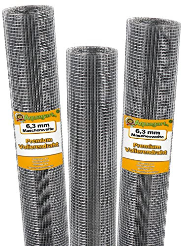 Aquagart® Rete metallica per arvicole, larghezza maglie 6,3 mm, rete metallica zincata, robusta griglia di saldatura (80 m)
