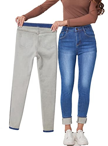 zsangbee Women's Thermal Jeans Fleece Lined Jeans Winter Skinny Jeans Warm Denim Pants