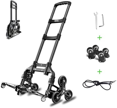 RJTEK Handhållen djävul [Materialuppgradering] 180 lbs vikbar trappklättrare livsmedelsvagn vagn handvagn trappvagn lätt robust klättervagn