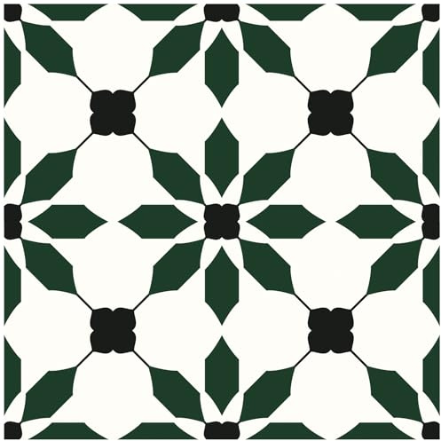 MORCART 7.87 x 7.87 Peel and Stick Floor Tile, 20 PCS Self-Adhesive DIY Vinyl Flooring, Removable and Waterproof Tile Sticker for Bathroom, Kitchen, Wall, Bedroom, Stairs (Black Green)