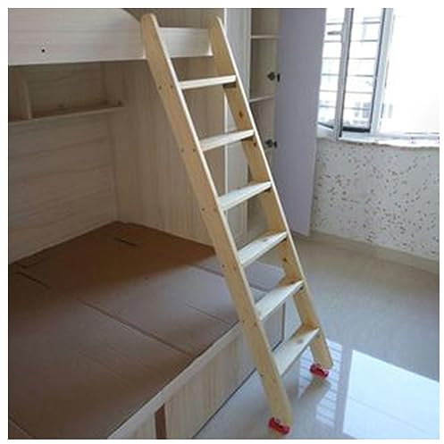 Extra Alto Escalera Superior De Literas 3 4 5 6 7 8 Pasos, Color Madera Natural Peso Ligero Escalera De Reemplazo Con Soportes De Gancho & Almohadillas De Goma Para Los Pies, Niños Deshabilitado Ancia