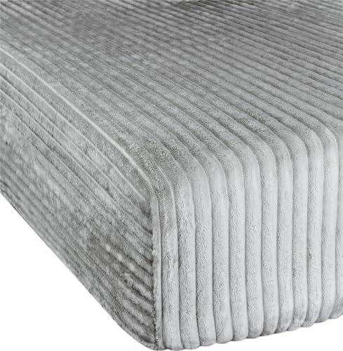 Spannbettlaken aus Streifen-Flanell in verschiedenen Größen für hohe Matratzen | 90-100 cm x 200 cm bis 200 cm x 200 cm Farbe Hellgrau Größe 140 cm × 200 cm