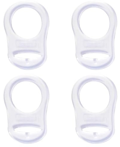 4 Stück Schnullerkette Silikon,Transparent Silikonknopfring Silikonring für Schnuller,Silikon-Knopf-Ring,Silikonring für Schnullerkette,Schnuller Adapter,Silikon Dummy Halter Clip Adapter Ring