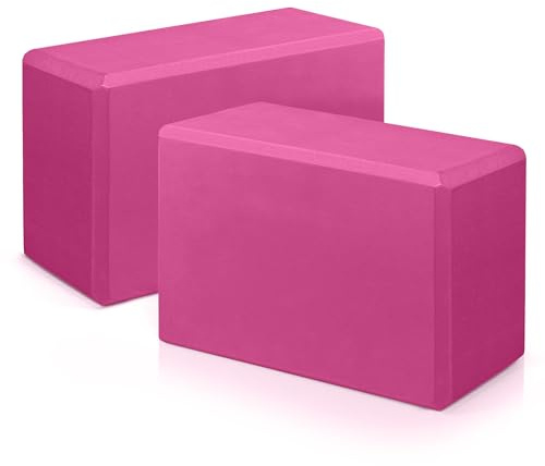 Yoga Blocks 2 Pack, 9x6x3 High-Density EVA Foam Yoga Block, Non-Slip Yoga Blocks for Yoga, Pilates Meditation, Stretching and Toning, Supportive, Latex-Free (Magenta)