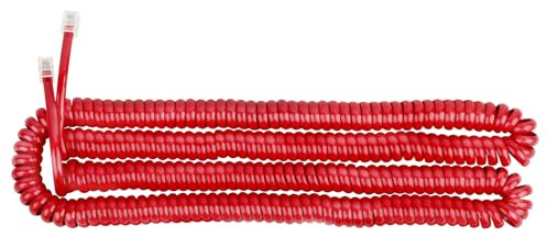 Uvital 1 cable rojo extra largo de 25 pies (longitud en espiral de 2 pies), cable de teléfono para teléfono fijo, cables telefónicos RJ9 para teléfonos fijos