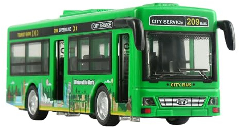Zymoplas Jouet de bus audiovisuel avec lumières colorées et sons réalistes, cadeau pour enfants et grand modèle de voiture de bus pour enfants, vert
