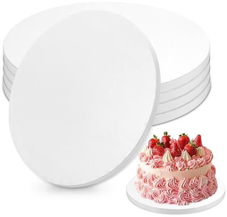 Zocipro 5 Piezas Cake Drum 30cm, Base para Tartas Redonda x 12 mm de Grosor, Bandeja Tarta de Cartón Blanca, Base Tartas Redonda Reutilizable para el Transporte de tartas y Postres de 8-11 Pulgadas