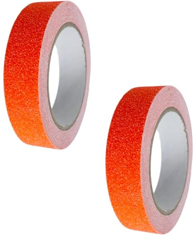 YSDINK 2-pack halkfri tejp, förstärkt säkerhet för trappor, inomhus, utomhus, 2,5 cm x 5 m, vattentät och stark, halkfri för hemsäkerhet (orange)