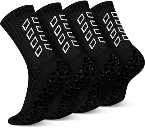 ENONEO Calze Calcio Antiscivolo Uomo 37-45 Calze Antiscivolo Calcio Anti Vesciche Addensare Cotone Calzini Sportivi Donna Traspirante Calzini Grip Calcio per Ciclismo Trekking (Nero puro-2pc)