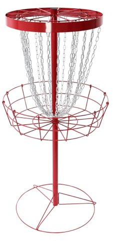 Disc Golf Basket, Portable Disc Golf Target with 24 Chains, Durable Iron Disc Golf Training Basket, Freestanding Flying Disc Practice Goal for Backyard, Park, School, Camping Use
