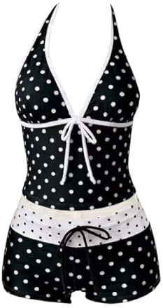 Womens Tankini Sets 2 Piece Y2K Polka Dot Tankini Swimsuit for Women Swimwear with Shorts Printed Flowy Strappy Swimwear V Neck 2 Piece Swiming Costume Bathing Suits Bikini Vacation Suit