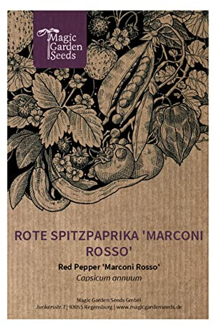 Röd spetsig paprika 'Marconi Rosso' (Capsicum annuum) 20 frön
