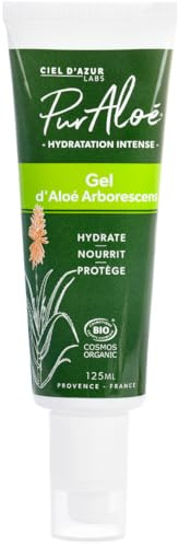 Ciel d'Azur Labs - Gel Bio Pur’Aloé - Aloé Arborescens Natif - Hydratation Intense, Visage & Corps - Certifié Bio Cosmos Organic - 99,5% d'Origine Naturelle - Tube 125 ml