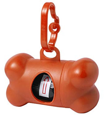 Kotbeutelspender für Hunde, Kotbeutelhalter für Haustiere, Knochenform, Zubehör für Haustiere (Orange)