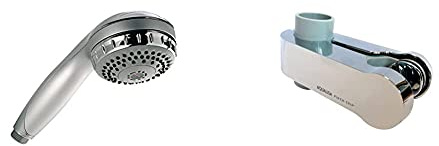 Aqualisa Varispray Handset/Shower Head, Chrome & Pinch Grip Sliding Shower Handset Holder for 25mm Rail, Chrome/Grey