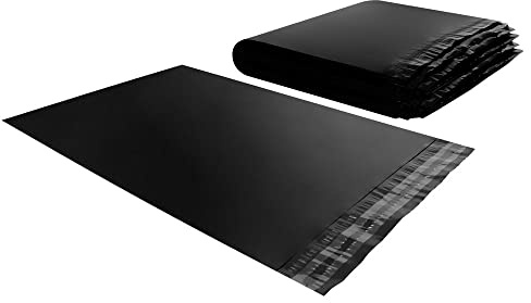 iboo - 100 sobres de plástico opacos negros de 20 x 30 cm, bolsas de envío, sólidas, inviolables e impermeables - Lote de 100