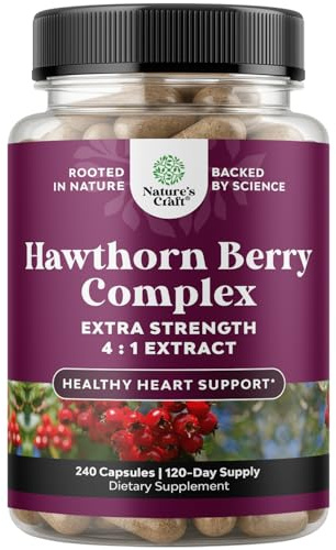 High Strength Hawthorn Berry Capsules - Pure Antioxidant Hawthorn Berry Supplement with Leaf & Flower Extract 4:1 for Healthy Heart & Digestion - Energy Support for Men & Women - 240 Count Pack