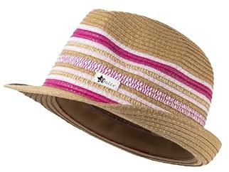 Sterntaler Strohhut Streifen UV 50+ - Kinderhut mit bunten Streifen - Mädchenhut mit UV -Schutz für Spielspaß an warmen Tagen - beige, 47