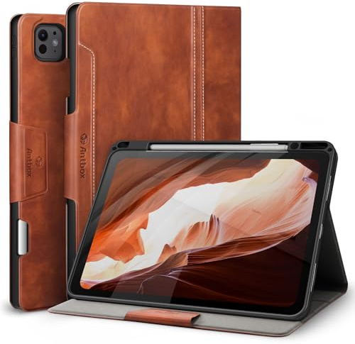 Antbox Fodral för iPad Pro 13 M5/M4 (2025/2024), brun | PU-fodral, pennhållare, automatisk standby/väckarklocka