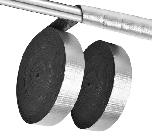 Pipe Insulation Wrap - 2 Wide X 33 Ft Outdoor Pipe Foam Insulation Tape Self Adhesive for Winter Freeze Protection Insulation Wrap- Aluminum Foil Finish