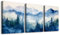 MHARTK66 Aquarell Blau Nebel Wald Leinwand Bilder Set Wohnzimmer, Lila Grün Berge Landschafts Wandbilder Schlafzimmer, Abstrakt Bilde Aesthetic, Modern Minimal Wandeko Badezimmer Flur Büro Essizimmer