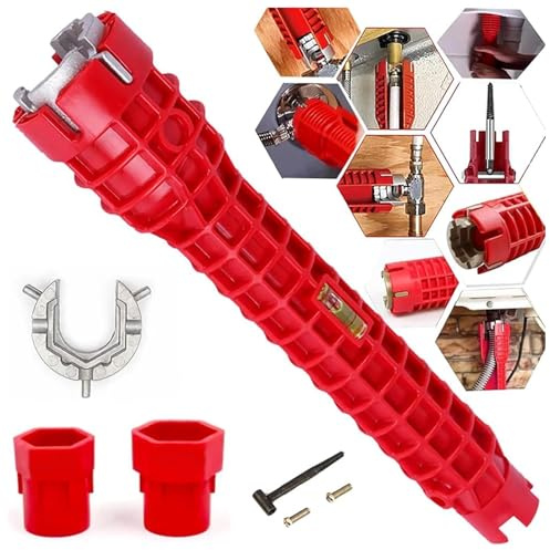 Ninoclar 8 in 1Multifunctional Kitchen Faucet Sink Basin Wrench, Kitchen Drain Tub Removal nut Plumbing Plumber, for Tight Spaces Installation and Repairs Tools