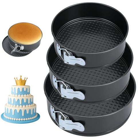 Bakiauli Molde Tartas de 18cm/20cm/22cm, Molde Desmontable Redondo con Revestimiento Antiadherente, Acero al Carbono, Moldes para Tartas Repostería