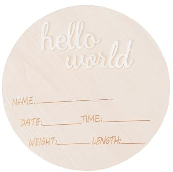 LilaLemon Panneau en bois « Welcome Baby » pour annonce de bébé, plaque de nom Hello World pour la maison, l'hôpital, la crèche, accessoire de nouveau-né