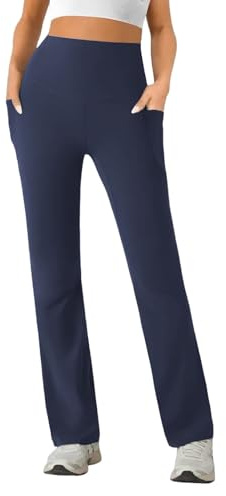 SEAJOJO Womens High Waist Yoga Pants Stretchy Casual Trousers Navy Blue