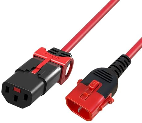 ACT C13 IEC Lock+ till C14 strömkabel IEC Dual Lock - 1 m - C13 hona till 14 pluggar - för PDU, Server, nätverksutrustning, röd - AK5512