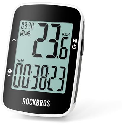 ROCKBROS GPS trådlös cykeldator, multifunktionell cykeldator med 2,3 tums LCD-skärm, cykelhastighetsmätare med automatisk bakgrundsbelysning IPX7 vattentät, 600 mAh batteri till 18 timmar