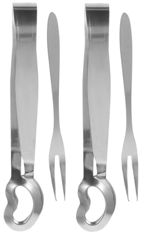 RUNROTOO Set 4 Pezzi Pinze e Forchette per Lumache e Lavabili in Lavastoviglie Utensili da Cucina Multifunzionali in Acciaio Inossidabile Argento per Uso Casa e Ristorante